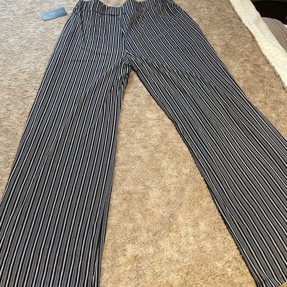 Robert Louis Monochrome Striped Wide Leg Pants
